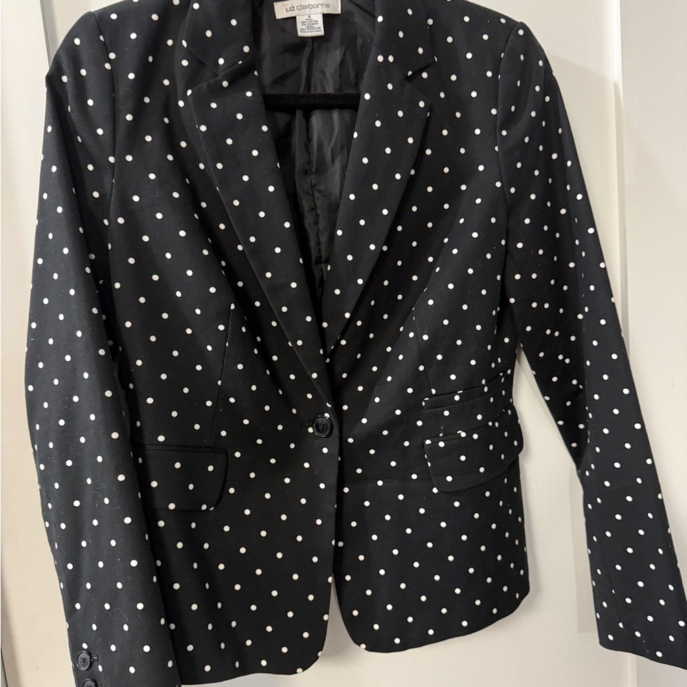 Liz Claiborne Black and White Polka Dot Blazer